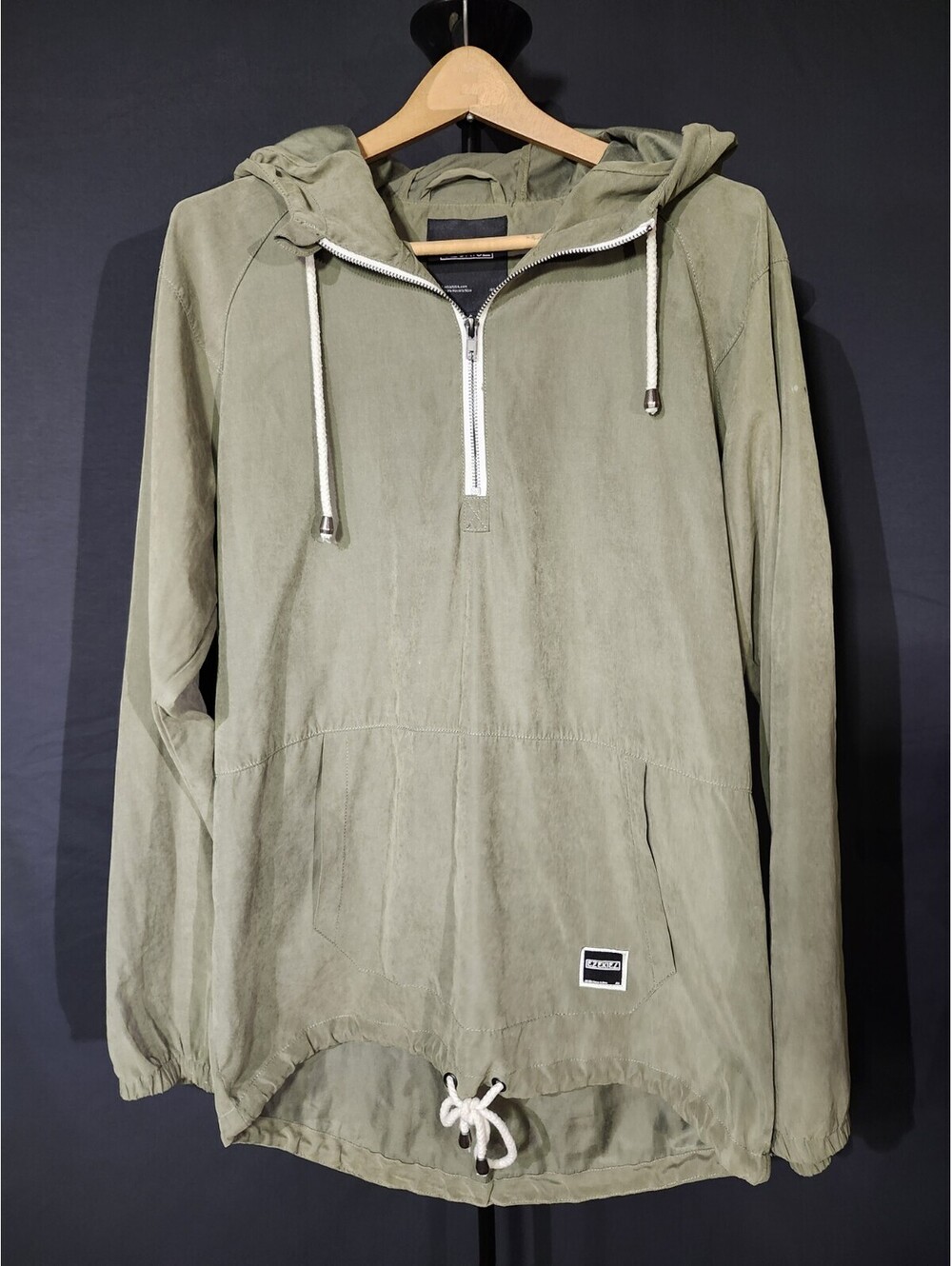 Ezekiel Mens L Suede-feel Windbreaker Quarter-zip Hoodie Lightweight Autumn 0179